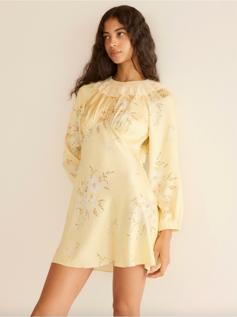 Doen Minna Silk Mini Dress Yellow